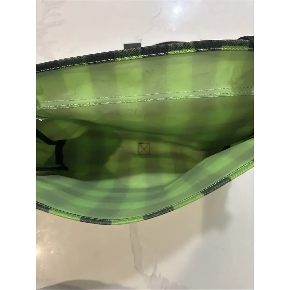 Vintage Green Gray Black Plaid Print YakPak Backpack Messenger Bag